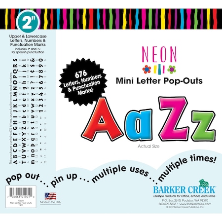 Barker Creek Neon 2" Letter Pop-Outs, 676 Characters/Set 1901